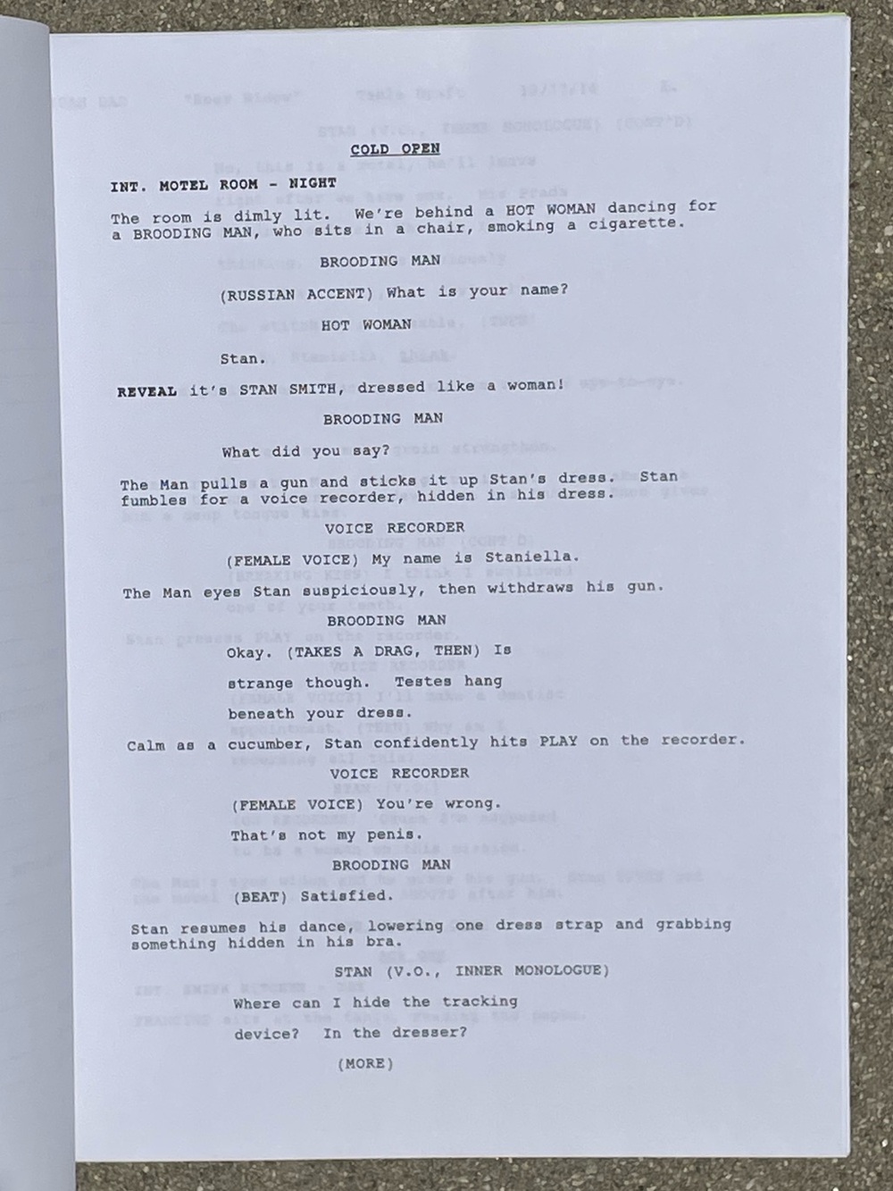 American Dad 2014 Production Used Table Draft Script Rear Window CUSACK & KIND! - Picture 9 of 15